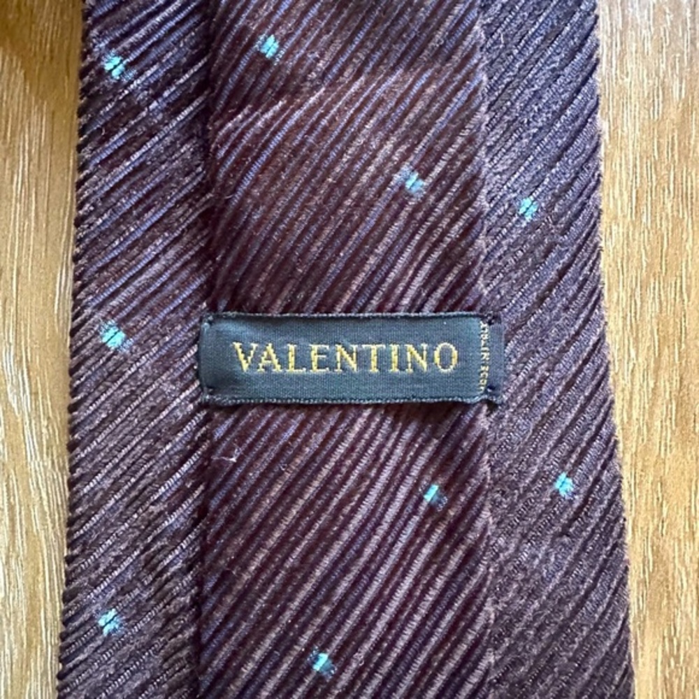 VALENTINO Corduroy Brown & Blue Tie